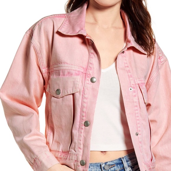Blank NYC Jackets & Blazers - NEW BLANKNYC CROP PINK DENIM TRUCKER JACKET XS